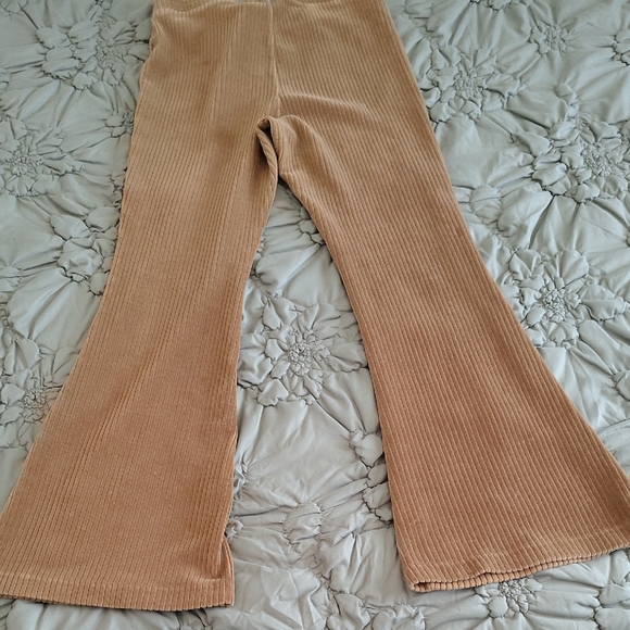Women's Tan Corduroy Flare Pajama Pants - Picture 4 of 4